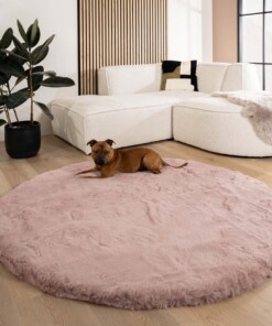 Fluffy vloerkleed rond - Comfy Deluxe roze - sfeer