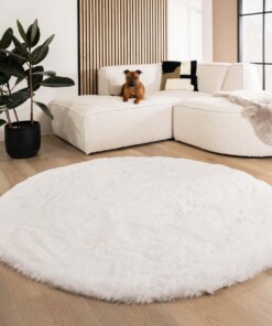 Fluffy vloerkleed rond - Comfy Deluxe wit - sfeer, thumbnail