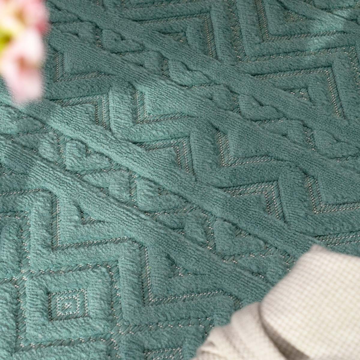 Binnen & buitenkleed - Elio turquoise - close up Binnen & buitenkleed - Elio turquoise - close up