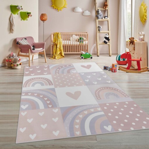 Kindervloerkleed - Rainbow lichtroze - sfeer