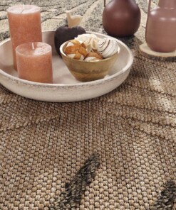 Jute buitenkleed - Palmbladeren beige/zwart - close up, thumbnail Jute buitenkleed - Palmbladeren beige/zwart - close up, thumbnail