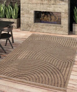 Jute buitenkleed - Waves beige/zwart - sfeer