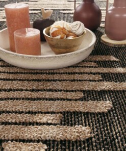 Jute buitenkleed - Karo beige/zwart - close up, thumbnail Jute buitenkleed - Karo beige/zwart - close up, thumbnail