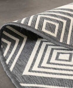 Rond Buitenkleed ruit - Flip Gem grijs - close up, thumbnail