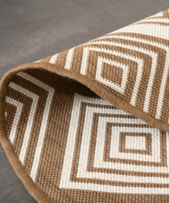 Rond Buitenkleed ruit - Flip Gem lichtbruin - close up, thumbnail