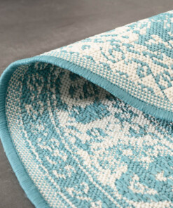 Rond Vintage buitenkleed - Flip Agnes turquoise - close up, thumbnail