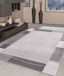 Modern vloerkleed - City Chic lijstmotief grijs - sfeer