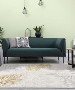 Laagpolig vloerkleed - Tropical Palms grijs/geel - sfeer
