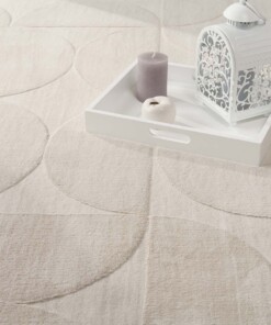 Zacht vloerkleed - Emily cirkels crème - close up, thumbnail