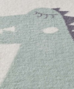 Zacht vloerkleed kinderkamer - Be wild Dino crème/multi - close up, thumbnail