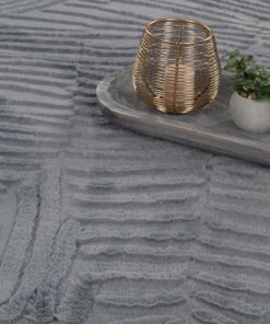 Zacht vloerkleed - Emily strepen antraciet - close up, thumbnail