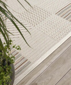 Buitenkleed geblokt - Lyra crème/multi - close up, thumbnail Buitenkleed geblokt - Lyra crème/multi - close up, thumbnail