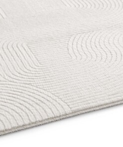 Rond zacht vloerkleed - Fuzz Waves crème - close up, thumbnail