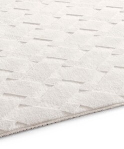 Rond zacht vloerkleed - Fuzz Karo crème - close up, thumbnail