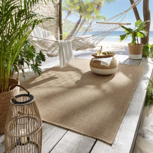 Jute balkonkleed zigzag - Elara beige - sfeer
