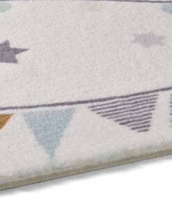 Zacht vloerkleed kinderkamer - Sterren & Stippen crème/multi - close up, thumbnail