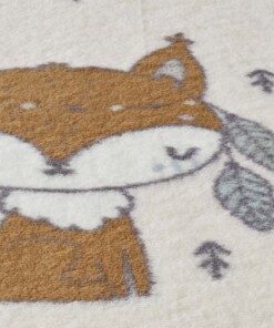 Zacht vloerkleed kinderkamer - Eekhoorn crème/multi - close up, thumbnail Zacht vloerkleed kinderkamer - Eekhoorn crème/multi - close up, thumbnail