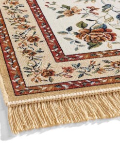 Oosters vloerkleed - Regal Flora crème/rood - close up, thumbnail