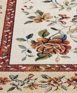 Oosters vloerkleed - Regal Flora crème/rood - close up, thumbnail