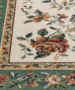 Oosters vloerkleed - Regal Flora crème/groen - close up, thumbnail