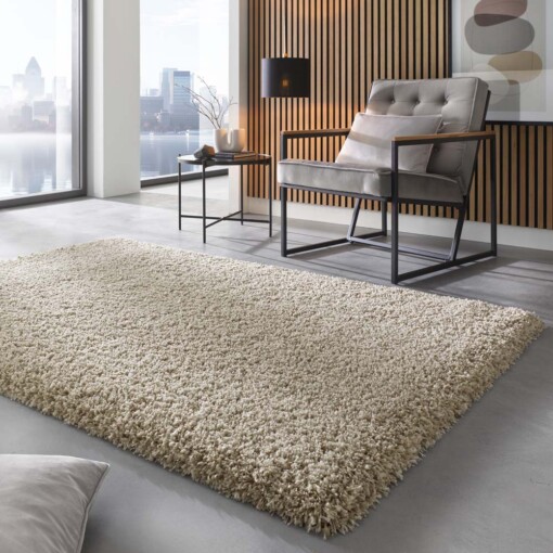 Hoogpolig vloerkleed - Shaggy Prime wit/beige - sfeer