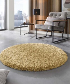 Rond hoogpolig vloerkleed - Shaggy Prime goud