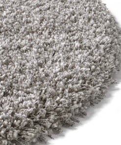 Rond hoogpolig vloerkleed - Shaggy Prime zilver - close up, thumbnail