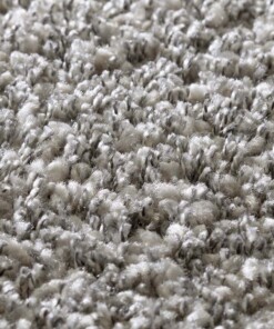Rond hoogpolig vloerkleed - Shaggy Prime zilver - close up, thumbnail