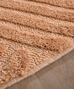 Rond vloerkleed Scandinavisch - Aven zalmroze - close up, thumbnail