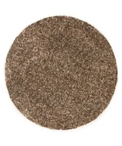 Rond hoogpolig vloerkleed - Blend beige/grijs - overzicht