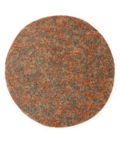 Rond hoogpolig vloerkleed - Blend oranje/blauw - overzicht