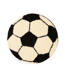 Rond vloerkleed Kinderkamer - Voetbal crème/zwart - overzicht, thumbnail Rond vloerkleed Kinderkamer - Voetbal crème/zwart - overzicht, thumbnail
