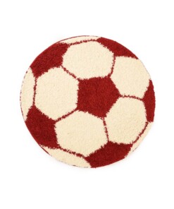 Rond vloerkleed Kinderkamer - Voetbal crème/rood - overzicht