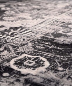 Wasbare loper - Leona zwart - close up, thumbnail Wasbare loper - Leona zwart - close up, thumbnail