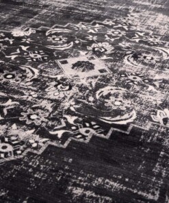 Wasbare loper - Leona zwart - close up, thumbnail Wasbare loper - Leona zwart - close up, thumbnail