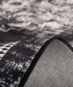 Wasbare loper - Leona zwart - close up, thumbnail Wasbare loper - Leona zwart - close up, thumbnail