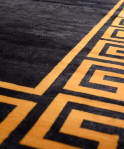 Wasbaar vloerkleed - Alessia zwart/goud - close up, thumbnail