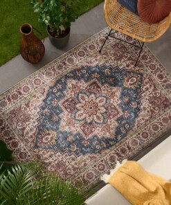 Vintage buitenkleed - Valenca Brio beige/blauw - sfeer