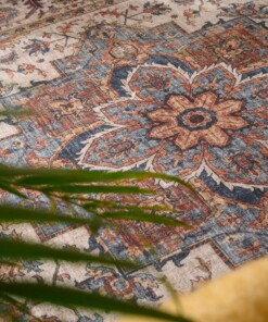 Vintage buitenkleed - Valenca Brio beige/lichtblauw