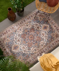 Vintage buitenkleed - Valenca Brio beige/lichtblauw - sfeer
