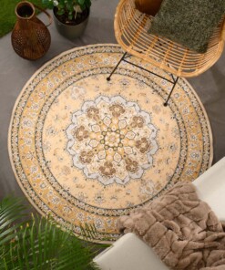 Rond Vintage buitenkleed - Valenca Nova geel - sfeer