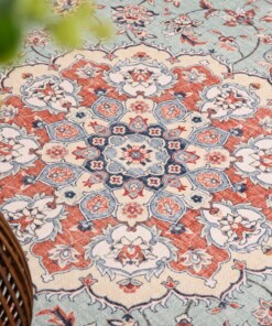 Buitenkleed ovaal Vintage - Valenca Nova saliegroen/rood - close up, thumbnail Buitenkleed ovaal Vintage - Valenca Nova saliegroen/rood - close up, thumbnail