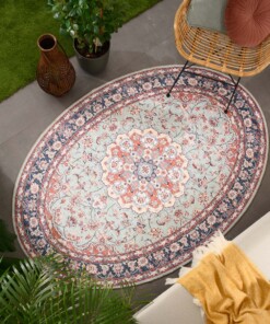 Buitenkleed ovaal Vintage - Valenca Nova saliegroen/rood - sfeer