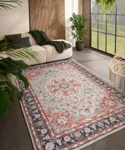 Vintage buitenkleed - Valenca Nova saliegroen/rood - sfeer