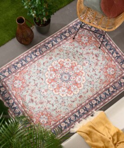 Vintage buitenkleed - Valenca Nova saliegroen/rood - sfeer