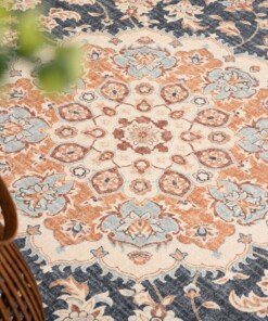 Buitenkleed ovaal Vintage - Valenca Nova goud/blauw - close up, thumbnail Buitenkleed ovaal Vintage - Valenca Nova goud/blauw - close up, thumbnail