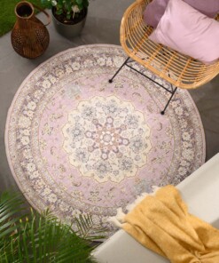 Rond Vintage buitenkleed - Valenca Nova paars/roze - sfeer