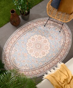 Buitenkleed ovaal Vintage - Valenca Nova lichtblauw/beige - sfeer