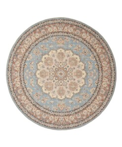 Rond Vintage buitenkleed - Valenca Nova lichtblauw/beige - overzicht