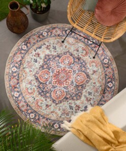 Rond Vintage buitenkleed - Valenca Fino groen/blauw - sfeer
